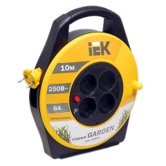 Удлинитель на барабане IEK "Garden" 10м 2х0,75мм 6А 4 розетки с термозащитой