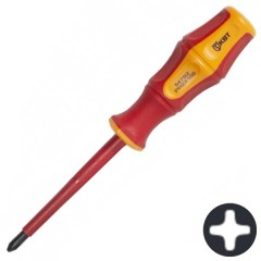 Отвертка диэлектрическая крестовая PH2 100мм «Профи» VDE 1000В КВТ