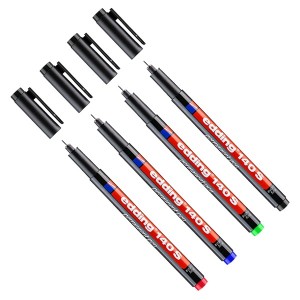 Купить Набор маркеров перманентных Edding E-140 S круглый наконечник 0,3мм черный, красный, зеленый, синий