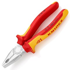 Пассатижи Knipex хромированные 180мм с изолированными двухкомпонентными рукоятками VDE 1000V