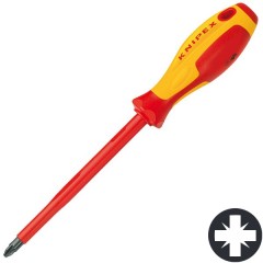 Отвертка диэлектрическая крестообразная PZ4 200мм Knipex VDE 1000V