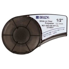M21-500-430-WT-CL лента 12.7 мм/6.4 м, полиэстер, белый на прозрачном