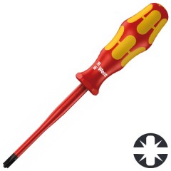 Изолированная отвертка крест-шлиц PlusMinus PZ/S1 x 80mm зауженная Wera 165 iSS PZ/S VDE 1000V