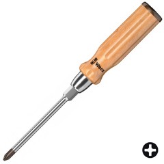 Крестовая отвертка с деревянной ручкой из бука для винтов Phillips PH 3 x 175mm Wera 935 SPH