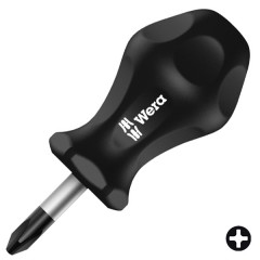 Компактная крестовая отвертка с короткой ручкой и жалом Phillips PH 01 x 25mm Wera Kraftform