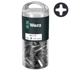 Биты крестовые PH2 x 25mm Wera 851/1 Z DIY 100 Bits pro Box (упаковка 100шт)