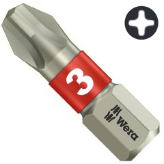 Бита крестовая из нержавеющей стали PH3 x 25mm Wera 3851/1 TS