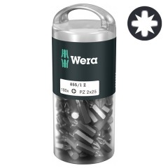 Биты крестовые PZ2 x 25mm Wera 855/1 Z DIY 100 Bits pro Box (упаковка 100шт)