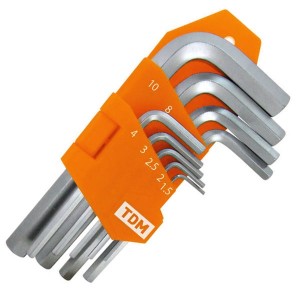 Отзывы Набор ключей HEX 9 шт.: 1.5-10 мм, короткие, (держатель в блистере), CR-V сталь Алмаз TDM