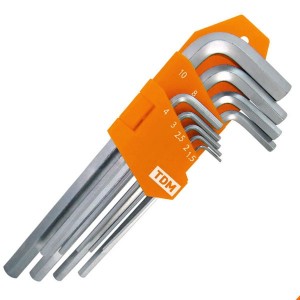 Обзор Набор ключей HEX 9 шт.: 1.5-10 мм, длинные, (держатель в блистере), CR-V сталь Алмаз TDM