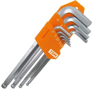 Обзор Набор ключей HEX 9 шт.: 1.5-10 мм, длинные с шаром, (держатель в блистере), CR-V сталь Алмаз TDМ