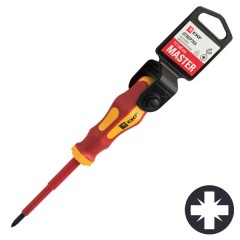 Отвертка диэлектрическая крестовая Master PZ1x80 мм VDE 1000В EKF Basic