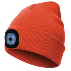 Шапка с фонариком 215х205х5 крас. (фонарь 66х50х15мм снимается; аккум. 3.7В/200mAh) 3 режима свечени
