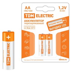 Аккумулятор AA-1000 mAh Ni-MH BP-2 TDM (упаковка 2шт)