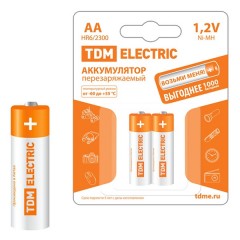 Аккумулятор AA-2300 mAh Ni-MH BP-2 TDM (упаковка 2шт)