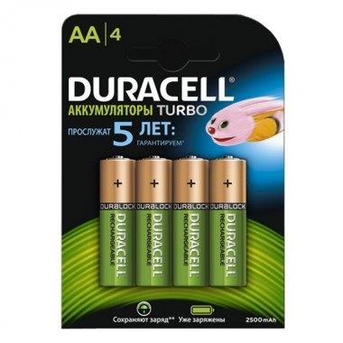 Отзывы Аккумулятор AA Duracell TURBO HR6 2500mAh (упаковка 4шт) 098664