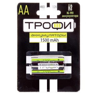 Аккумулятор AA Трофи HR6-2BL 1500mAh Ni-Mh (упаковка 2шт) 5055945541144
