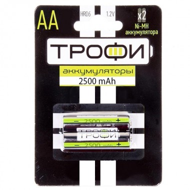 Отзывы Аккумулятор AA Трофи HR6-2BL 2500mAh Ni-Mh (упаковка 2шт) 5055283020837