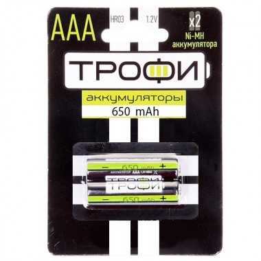 Отзывы Аккумулятор AAA Трофи HR03-2BL 650mAh Ni-Mh (упаковка 2шт) 5055945541113