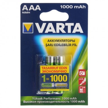 Обзор Аккумулятор AAA VARTA 5703 ACC.R2U/RECH.A.POW. HR03 1000мАч (упаковка 2шт) 773824