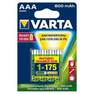 Аккумулятор AAA VARTA ACC.R2U/RECH.A.POW. HR03 800мАч (упаковка 4шт) 4008496849222