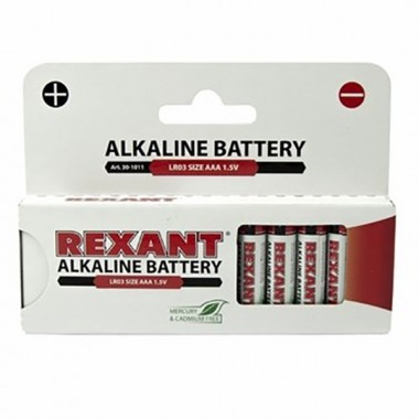 Купить Алкалиновая батарейка AAA Rexant LR03 1,5V 1200mAh (в упаковке 12шт)