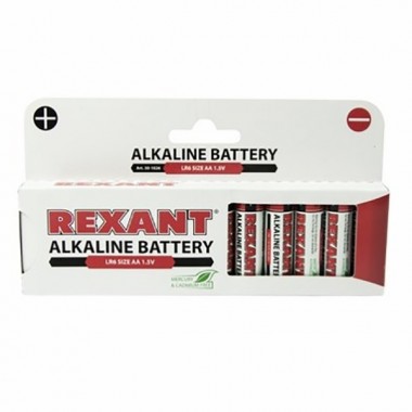 Обзор Алкалиновая батарейка Rexant AA/LR6 1,5V 2700mAh (в упаковке 12шт)