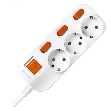Купить Anam Legrand e-Fren 3 Удлинитель с выключателем+ индивидуальным выкл.,шнур 4.5м, 16A, 250V