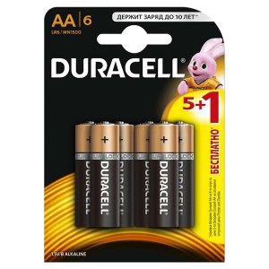 Батарейка AA Duracell LR6 BASIC MN1500 (упаковка 6 шт) 5000394107458