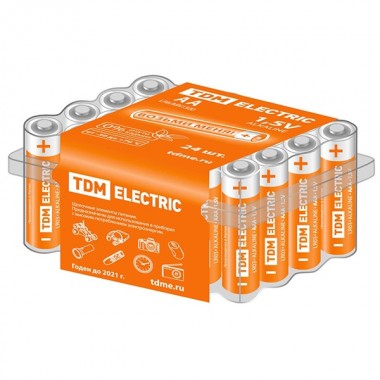 Отзывы Батарейка AA LR6 Alkaline 1,5V (упаковка 24шт) TDM