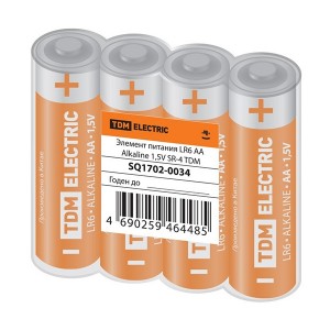 Батарейка AA LR6 Alkaline 1,5V (упаковка 4шт) TDM
