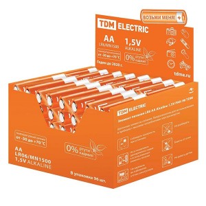 Батарейка AA LR6 Alkaline 1,5V (упаковка 96шт) TDM