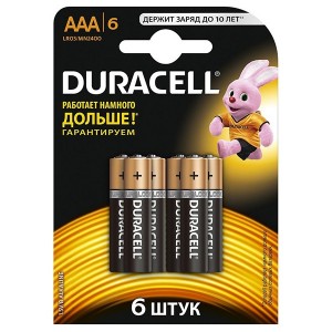 Батарейка AAA Duracell LR03-6BL BASIC MN2400 (упаковка 6 шт) 5000394107472
