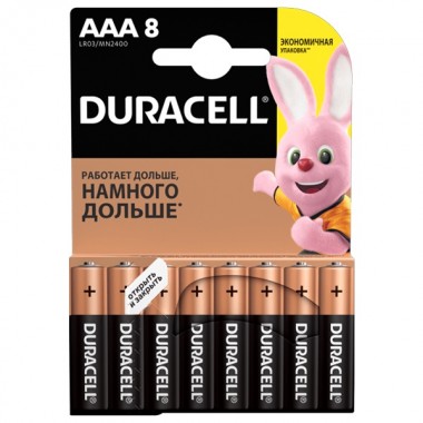 Обзор Батарейка AAA Duracell LR03-8BL BASIC NEW MN2400 (упаковка 8 шт)