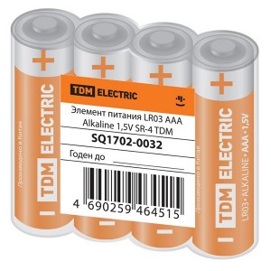 Батарейка AAA LR03 Alkaline 1,5V (упаковка 4шт) TDM