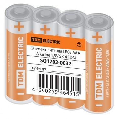 Отзывы Батарейка AAA LR03 Alkaline 1,5V (упаковка 4шт) TDM