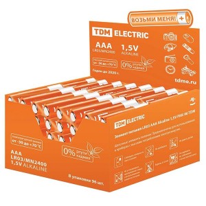 Батарейка AAA LR03 Alkaline 1,5V (упаковка 96шт) TDM