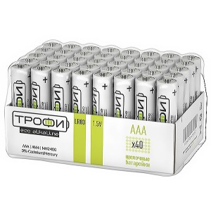 Батарейка AAA Трофи LR03-40 bulk ECO Алкалиновая (упаковка 40шт) 15060138470122
