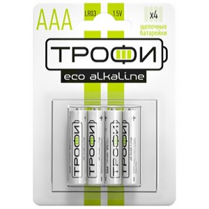 Батарейка AAA Трофи LR03-4BL ECO Алкалиновая (упаковка 4шт) 5055398694206