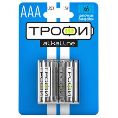 Отзывы Батарейка AAA Трофи LR03-6BL (упаковка 6шт) 5055945521351