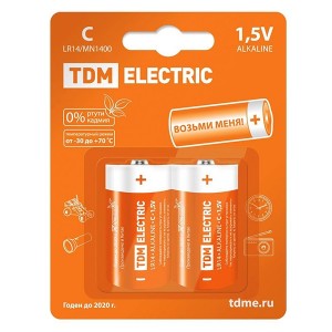 Батарейка C LR14 Alkaline 1,5V (упаковка 2шт) TDM
