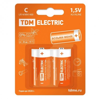 Отзывы Батарейка C LR14 Alkaline 1,5V (упаковка 2шт) TDM