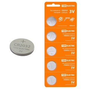 Батарейка CR2032 Lithium 3V (упаковка 5шт) TDM
