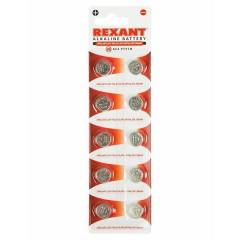Батарейка Rexant LR44, AG13, LR1154, G13, A76, GP76A, 357, SR44W (в упаковке 10шт)