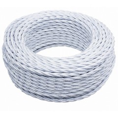 Кабель двойной витой коаксиальный в декоративной оплетке 75 Ом Bironi, белый глянец (бухта 20м) (антенный)