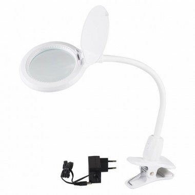 Купить Лупа настольная 3D с подсветкой 30 LED, прищепка в блистере, белая REXANT
