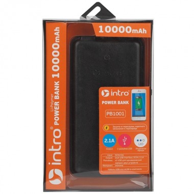 Отзывы Power Bank Intro PB1001 10000mAh, USB, для зарядки мобильных устройств, Black leather 5056183733483