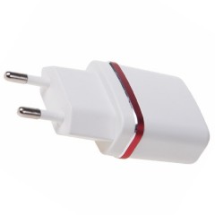 Сетевое зарядное устройство USB (СЗУ) (5 V, 1000 mA) белое с красной полоской REXANT