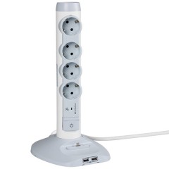 Удлинитель стойка Legrand белый 16А 4 розетки + 2 USB + micro USB с кабелем 1,5м