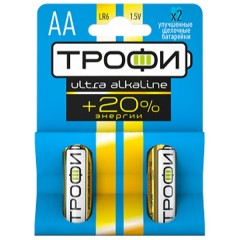 Ультра алкалиновая батарейка AA Трофи LR6-2BL ULTRA (упаковка 2шт) 5055945540635
